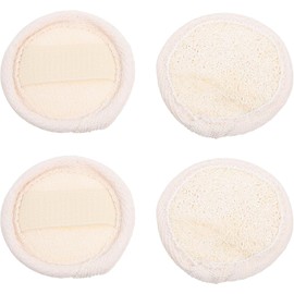 Almohadillas Exfoliantes de Lufa para Limpieza Facial, Suave y Absorbente, 4 Piezas, para Desmaquillar y Uso Exterior