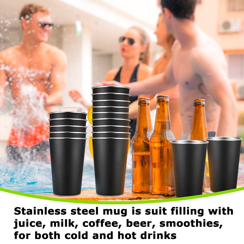 Mimorou 20 Pack Stainless Steel Pint Cups Metal Cups Unbreakable