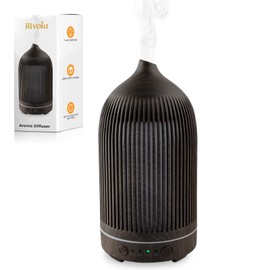 Rivola Essential Oil Diffuser 200ML Aromatherapy Diffuser Cool Mist 7 Color & Waterless Auto Off, Air Diffusers for Home Office Bedroom(Dark Brown)
