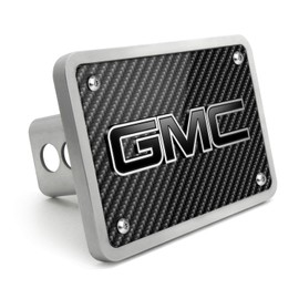iPick Image Made for GMC 3D Logo in Black Carbon Fiber Texture Billet Aluminum 2 inch Tow Hitch Cover