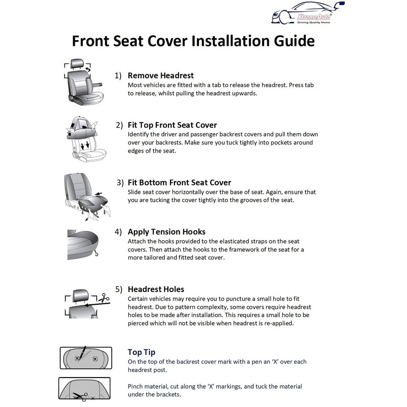 Xtremeauto® Classic Car Seat Covers Set Front & Rear complete