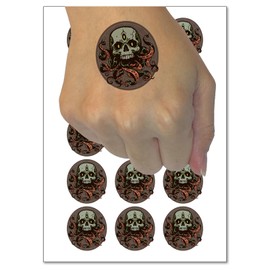 Cthulhu Skull with Octopus Tentacles Eldritch Horror Temporary Tattoo Water Resistant Fake Body Art Set Collection - 15 2" Tattoos (1 Sheet)