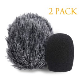 Furry Windscreen Muff, Mic Pop Filter/Foam Wind Cover fits Rode VideoMicro Videomic Me-L Shotgun Microphone by SUNMON (2 PACK)