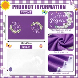 Peryiter 6 Pcs Easter Kitchen Dish Towel He is Risen Religious Cross Hand Towels 14 x 21 Inch Absorbent Purple Christian Easter Tea Towel for Bathroom Spring Holiday Farmhouse Home Kitchen Decor