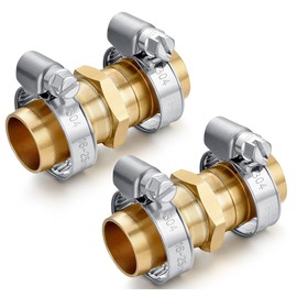SIGURANTA Garden Hose Repair,Solid Brass Connector, Hose Repair Kit, 3/4" Garden Hose Fittings, Clamps with (3/4"Barb -2 Set)