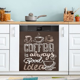 Naanle Dishwasher Magnet Cover Coffee Collection Front Dishwasher Cover Magnetic Home Cabinet Decals Appliances Stickers Refrigerator Decorative 23" x 26"