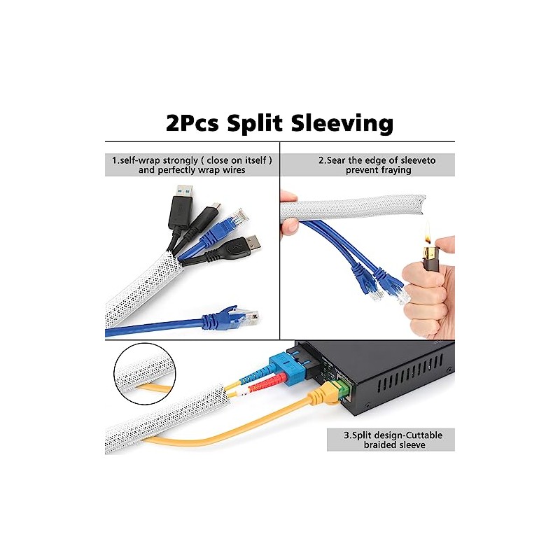 Comprehensive White Cable Management Organizer Kit
