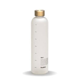 Time Marked Motivational Water Bottle – 1 Liter (33oz) Leak-Proof Hydration Tracker with Hourly Reminders – Brass Lid – Boost Water Intake & Wellness Daily