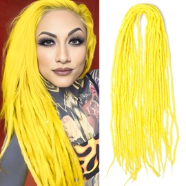 Shinon Dreadlocks Extension 22 Inch Double Ended Dreadlocks Extensions Dreads for Braiding 15 Strands Yellow-71 Handmade Wool Hip-Hop Reggae Braid In Dreads Dreadlock Extensions for Women