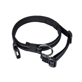EXCELLENT ELITE SPANKER Reflective Dog Collar Classic Soft Padded Breathable Nylon Adjustable Pet Collar with Quick Release Buckle for Boy Girl Male Female Puppies Small Medium Large Dogs(Black-L)
