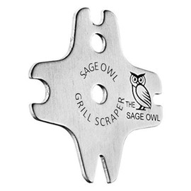 Sage Owl Bristle-Free Stainless Steel BBQ Grill Scraper – Safe Grill Cleaner for Outdoor Grills, Smoker Accessories, Cooking Gadgets, and Barbecue Grilling Tools – Ideal Mens Stocking Stuffers