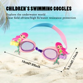UHDS Mermaid Swimming Goggles for Children, Comfortable Swimming Goggles UV Protection, Anti-Fog Coating, Diving Goggles for Girls Boys Age 3-12 Years with Nose Clips, Ear Plugs and Glasses Box