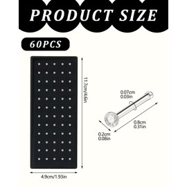 KGDUYC 60 pieces piercing nose, nose piercing stud, nose piercing, crystal rhinestone, bone, straight stainless steel nose ring