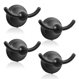 FILTA Towel Hooks for Bathrooms Wall Mounted, Black Towel Hooks, Robe & Towel Hooks, Bathroom Towel Hooks for Wall, Towel Hangers for Bathroom Wall, Matte Black Bath Towel Hook (4 Pack)