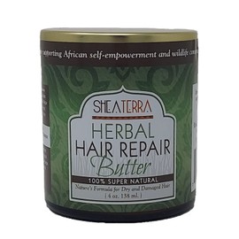 Shea Terra Organics Hair Repair Herbal Butter | Natural Hair Restoration and Dry Itchy Scalp Treatment - Rinse Out or Leave-In Conditioner - 4 oz