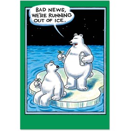 NobleWorks - 12 Funny Cartoon Christmas Cards - Boxed Notecards for Christmas, Bulk Comic Humor Set (1 Design, 12 Cards) - Out of Ice B5738