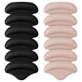 6 Pairs Shoe Heel Pad for Pain Slipping Blisters Friction Soft Heel Grips Liner for Loose Shoes Heels Cushions Inserts for Shoes Too Big Heels Pads for Shoe Fillers(Black Beige)