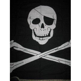 Pirate Jolly Roger with Patch Embroidered Sewn Flag 3'x5' Cotton Banner with Clips