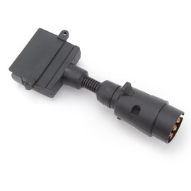 7 Pin Round Male Plug To 7 Pin Flat Female Socket, Simple Disassemble Trailer Adapter Durable Waterproof for Caravan Boat