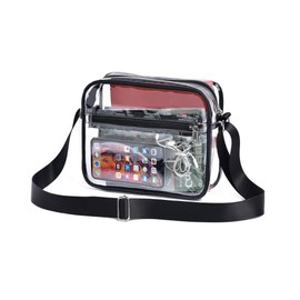 black Clear Bag - black Clear Cross-Body Purse, Transparent Crossbody Bags for Women and Men - See Through PVC Messenger Handbag,black Clear Crossbody Messenger Shoulder Bag with Adjustable Strap, no