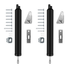 2 PCS Screen and Storm Door Closer Kit, Heavy Duty Pneumatic Screen and Storm Door Closer, Screen and Storm Door Push Button Latch Set Replacement Kit, Adjust Smooth Closing Speed (Black)