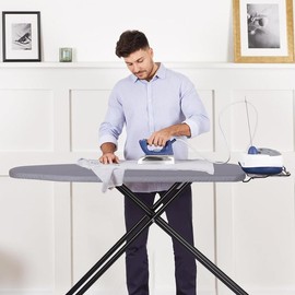 Deluxe Ironing Board with Heat Resistant Cover and Thicken Felt Pad, Heavy Sturdy Legs,Full Size Hanger Iron Board,Foldable (L-Grey)