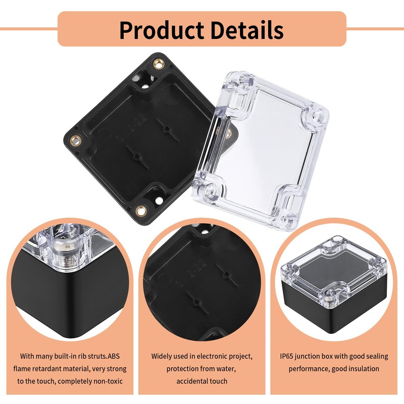 4 Pcs IP65 Waterproof Junction Box Outdoor, Electronics Project Box,