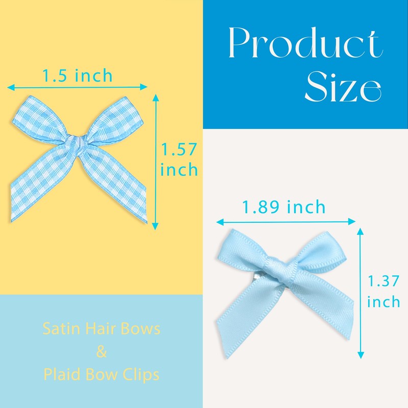 Arocooy Blue Plaid Hair Bow Clips 20pcs Mini Coquette Bows