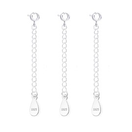 3 Pcs Necklace Extender, 925 Sterling Silver Extension for Jewelry Necklace Bracelet Anklet Extenders for Women Jewelry Making Chains 2 inch, Silver