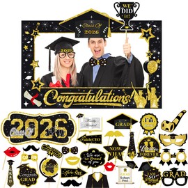 LMSHOWOWO 30 pz Foto Props Laurea Gadget, Cornice per Selfie in Carta, Alta Aualità Photo Booth Accessori, per 2026 Laurea Decorazioni Festa