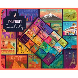 Elena Essex Jigsaw Puzzles for Adults 1000 - Postcards, Jigsaw Puzzle,1000 Piece puzzle, Gradient Postcard World Map Country Parks Puzzle, Size 70x50cm