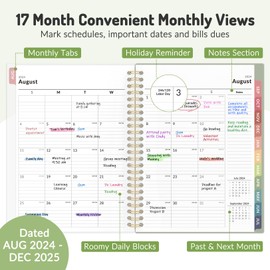 Forvencer Planner 2024-2025, Academic Weekly and Monthly Planner, Aug 2024 - Dec 2025, 8.5"x 11", Aesthetic School Year Calendar Planner Agenda Book for College Student with Month Tab, Flexible Cover (A4,Purple)