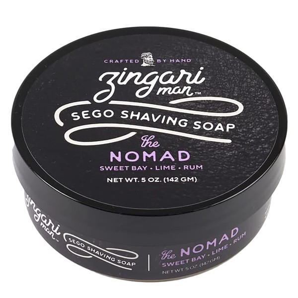 Zingari Man - The Nomad Shave Soap - Smooth Glide Grooming Accessories for Men - Super Strength No Bump Cream and Skin Tight Lotion for the Sophisticated Young or Old Man - 5oz Jar