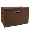 DAYARD Foldable Storage Boxes with Lids Linen Fabric Stackable Storage