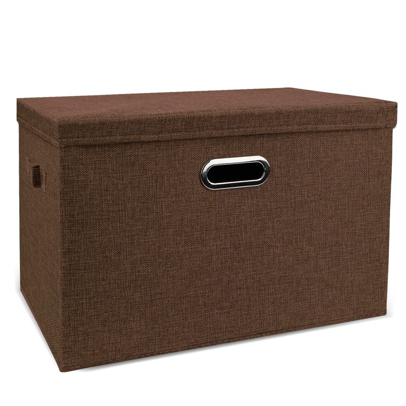DAYARD Foldable Storage Boxes with Lids Linen Fabric Stackable Storage