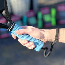 Padel Vibes® BOLD ComfortMax™ Overgrip | Perforated, Ergonomic Overgrips for Padel, Tennis, Badminton, Squash, Racketball | Sweat-Absorbing, Anti-Slip, Durable (1, Sky Blue)