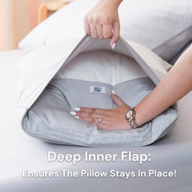 Sheet Story Bamboo Pillow Cases 2 Pack 50x90cm King Size - 400 Thread Count, Soft and Cooling, Grey Pillowcases 2 pack Hypoallergenic Pillow Covers - Extra Deep Inner Flap Super King Size Pillow cases