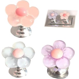 3 Pcs Multicolour Cute Flower Shaped Toilet Buttons,Toilet Push Tank Buttonss, Flower Shape Toilet Press, Toilet Flush Button Pusher Tool,Portable Accessory Handle Toilet Press Tool for Home