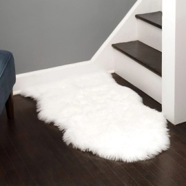 Walk On Me Faux Fur Silky Super Soft 2 ft. x 3 ft. White Area Rug With Nonslip Backing