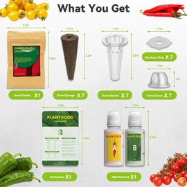 Salsa Garden Seed Pod Kit for AeroGarden, iDoo, Ahopegarden Hydroponic System, 400+ Seeds Includes Red Chili, Green, Yellow, and Purple Bell Pepper, Cucumber, Red/Golden Cherry Tomato (7-Pod)