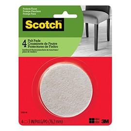 Scotch Felt Pads, Felt Furniture Pads for Protecting Hardwood Floors, Round, 3 in. Diameter, Beige, 4 Pads