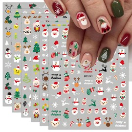 JMEOWIO Nagelsticker Weihnachten 10 Blatt Nail Art Sticker Selbstklebend Nagelaufkleber Schneeflocke Winterurlaub Süß Dekoration Nageldesign Zubehör