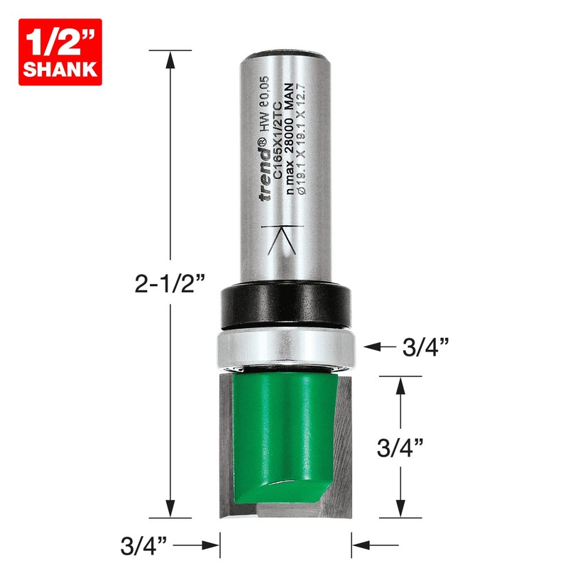 Trend CraftPro Guided Profiler Router Cutter Bit, 1/2 Inch Shank,