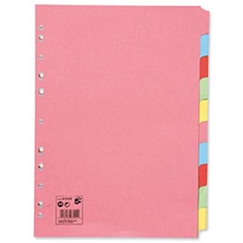 5 x Set of Quality Plain Subject File Divider 10-Part