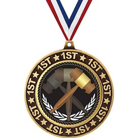 Lawyer 1st Place Perimeter Medal Gold, 2.75" Law School Gavels Prizes, Judge Trophy Medal Awards 1 Pack Prime
