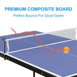4.5ft Ping Pong Table, Foldable & Portable Table Tennis Table Set with Net and 2 Ping Pong Paddles, Outdoor Games for Adults and Family