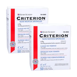 Henry Schein Criterion 4x4” Non-Woven Sponge- Rayon/Polyester Blend, 4-Ply, Sterile- 100 Count (Pack of 2)