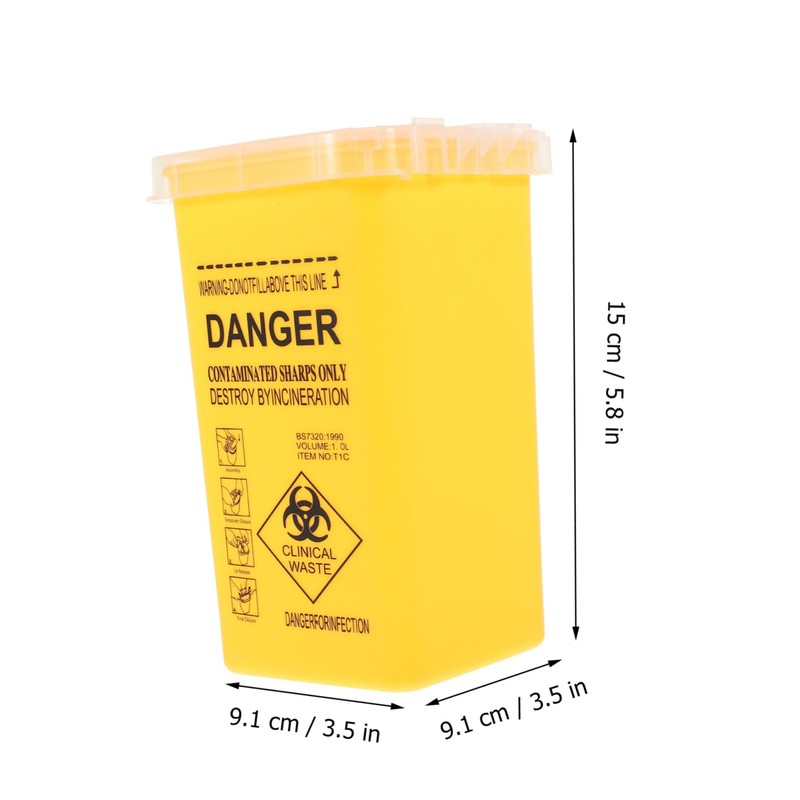 FRCOLOR Small Sharps Container with Lid Waste Bin for Disposal