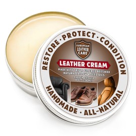 European Leather Care 8 oz Cream Leather Cleaner and Conditioner All Natural Leather Boots Leather Maintenance Cream Leather Conditioner Shoe Polish, Leather Couch, Furniture, Purses, Car, Saddle USA