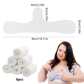 Xbessc Pack of 6 Underbust Sweat Protection Reusable Bra Inserts Sweating Cotton Bra Inserts Under Washable Breast Sweat Absorber Pads Breathable for Women Sports Nursing White